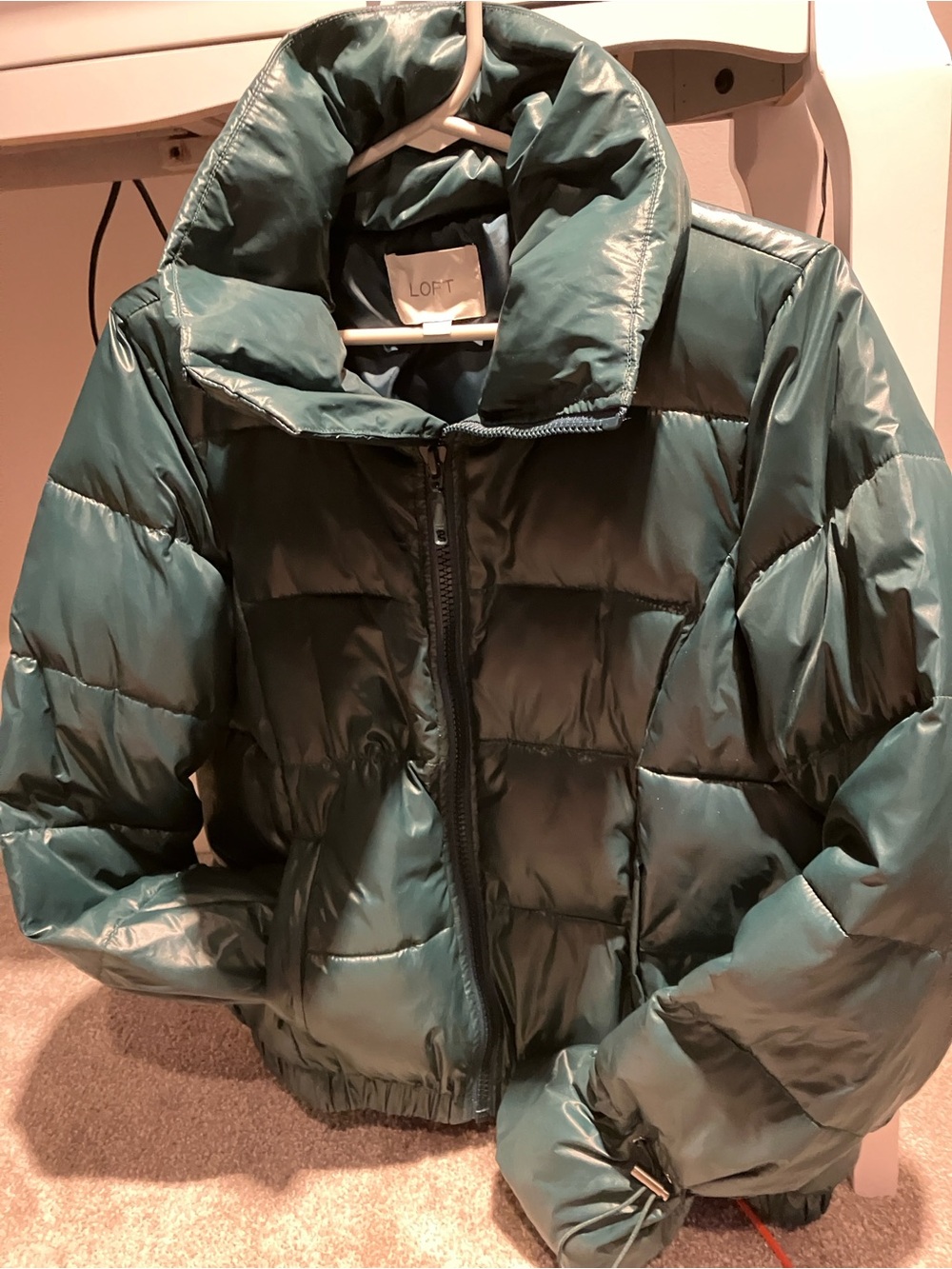 LOFT Teal Quilted Puffer Jacket